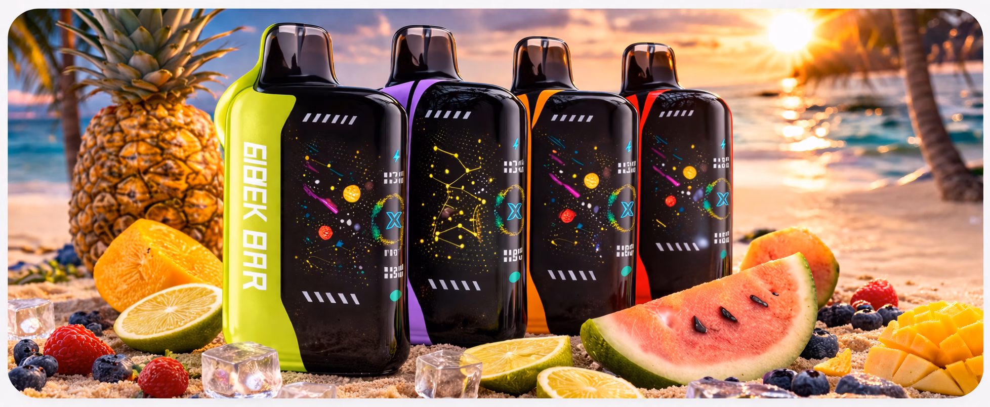 Vape flavors tropical fruit beach Playa del Carmen